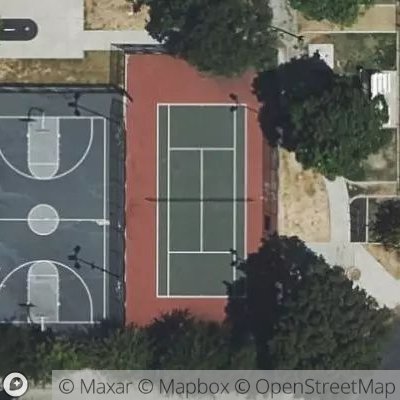 Satellite view of tennis court at 3941 South Hobart Boulevard, Los Angeles, California 90062, United States