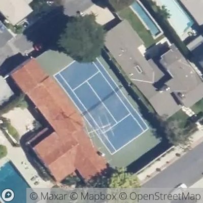 Satellite view of tennis court at 395 Sumac Lane, 90402 Los Angeles, California, United States