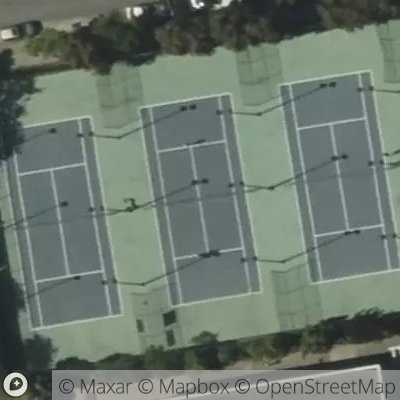 Satellite view of tennis court at Ella Hill Hutch Community Center, San Francisco, California, United States
