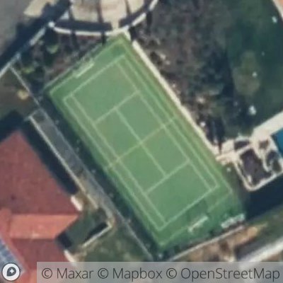 Satellite view of tennis court at Via Alessandro Volta 21, 22030 Eupilio Como, Italy