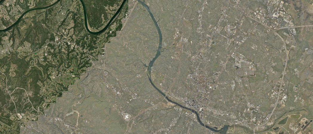 Satellite view of the Austin scan area