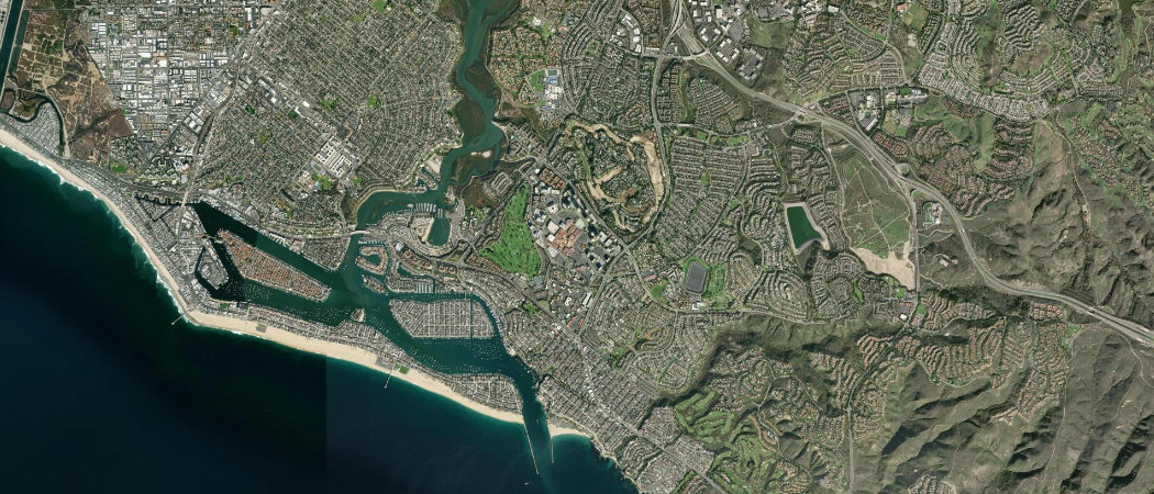 Satellite view of the Corona del Mar scan area
