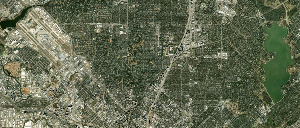 Satellite view of the Dallas scan area