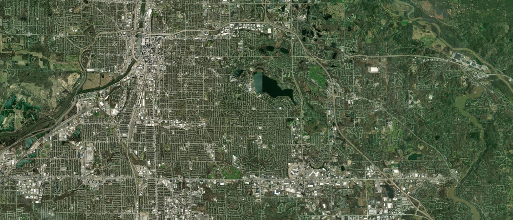 Satellite view of the East Grand Rapids scan area