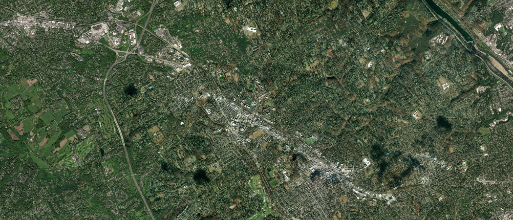Satellite view of the Haverford scan area