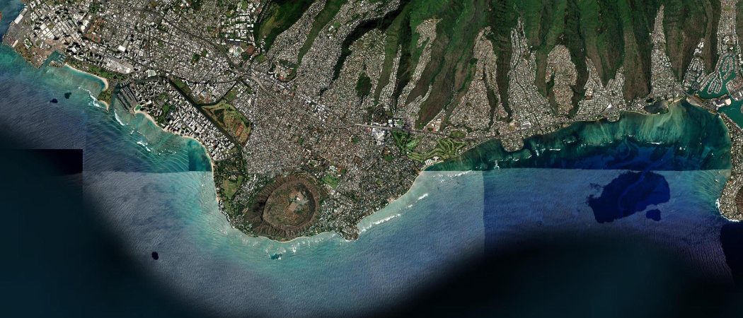 Satellite view of the Honolulu scan area