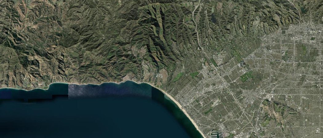 Satellite view of the Pacific Palisades scan area