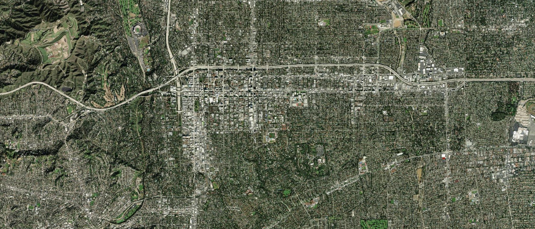 Satellite view of the Pasadena scan area